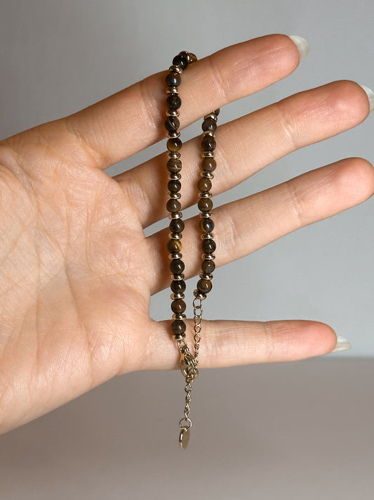 BRACCIALE IN OCCHIO DI TIGRE GOLD (ACCIAIO INOX)