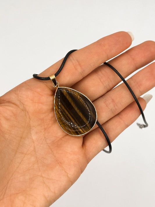 COLLANA IN OCCHIO DI TIGRE A GOCCIA GOLD