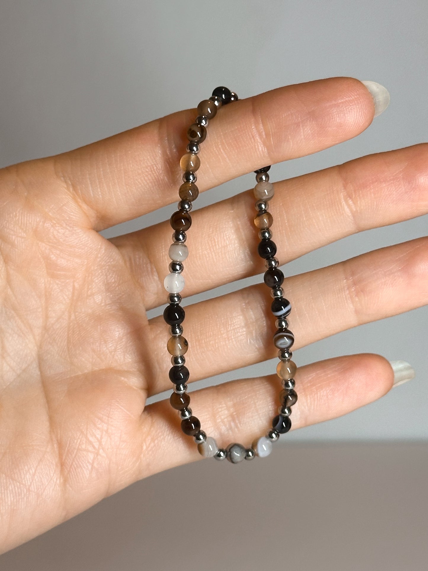 BRACCIALE IN AGATA (ACCIAIO INOX)