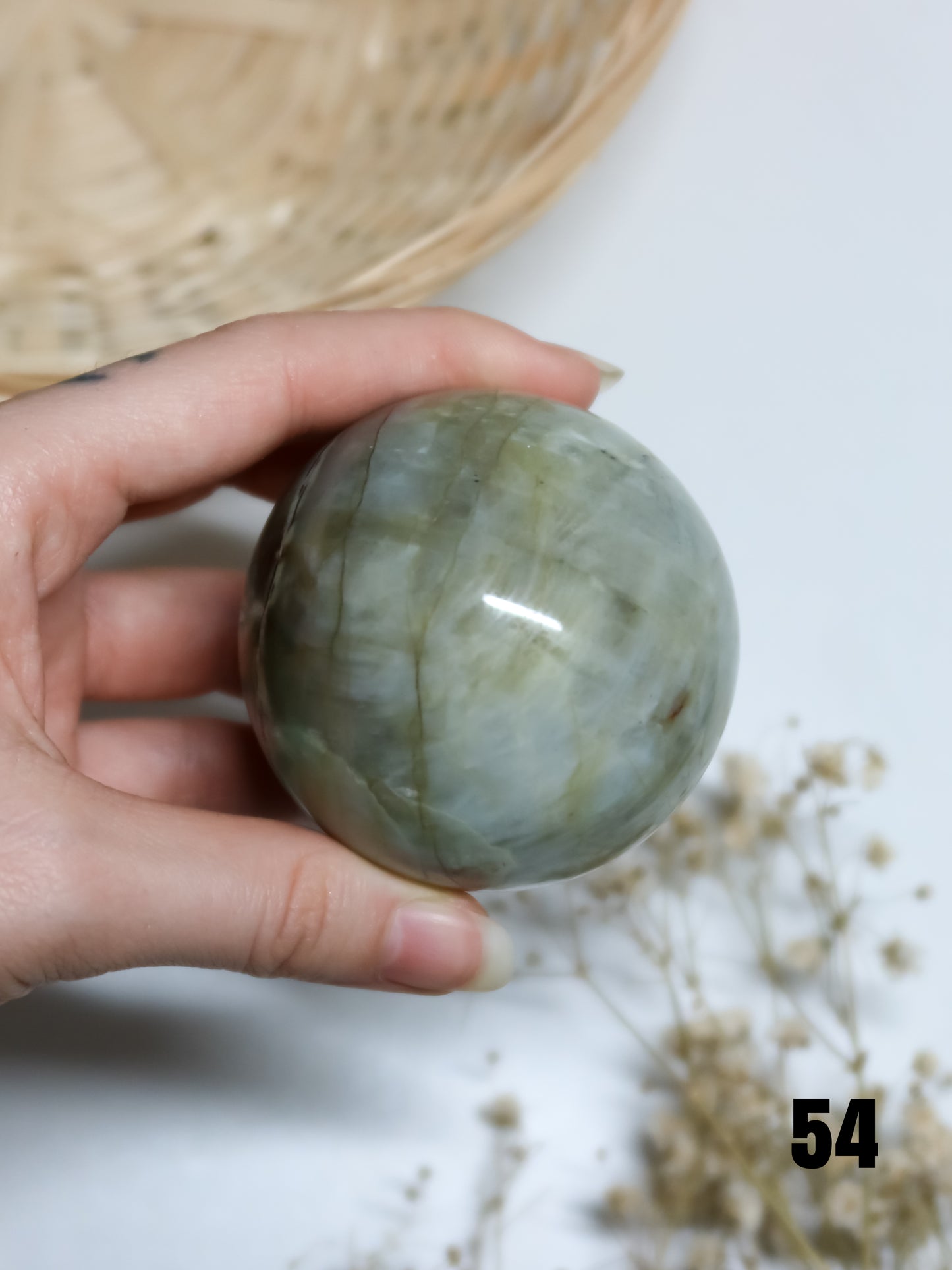Sfera in Garnierite (Pietra di Luna Verde)