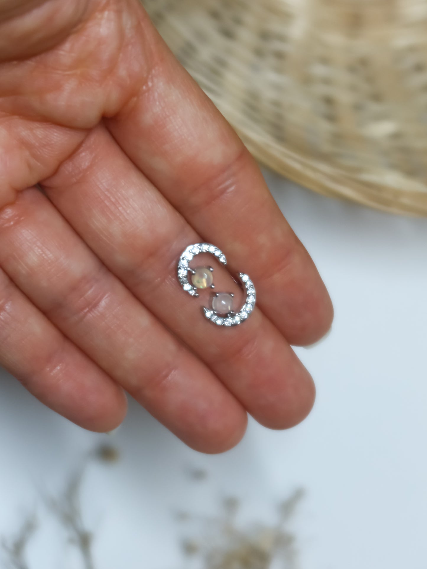 Orecchini in Opale Etiope con Mezzaluna (Argento 925)