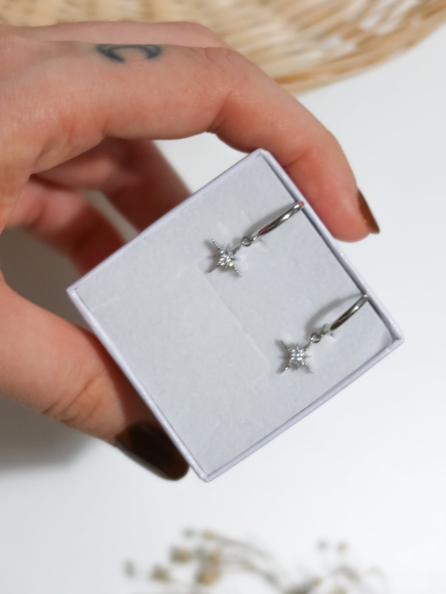 Orecchini con Luna, Stella e Stella Polare