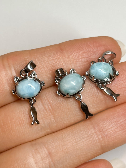CIONDOLO IN LARIMAR GATTO