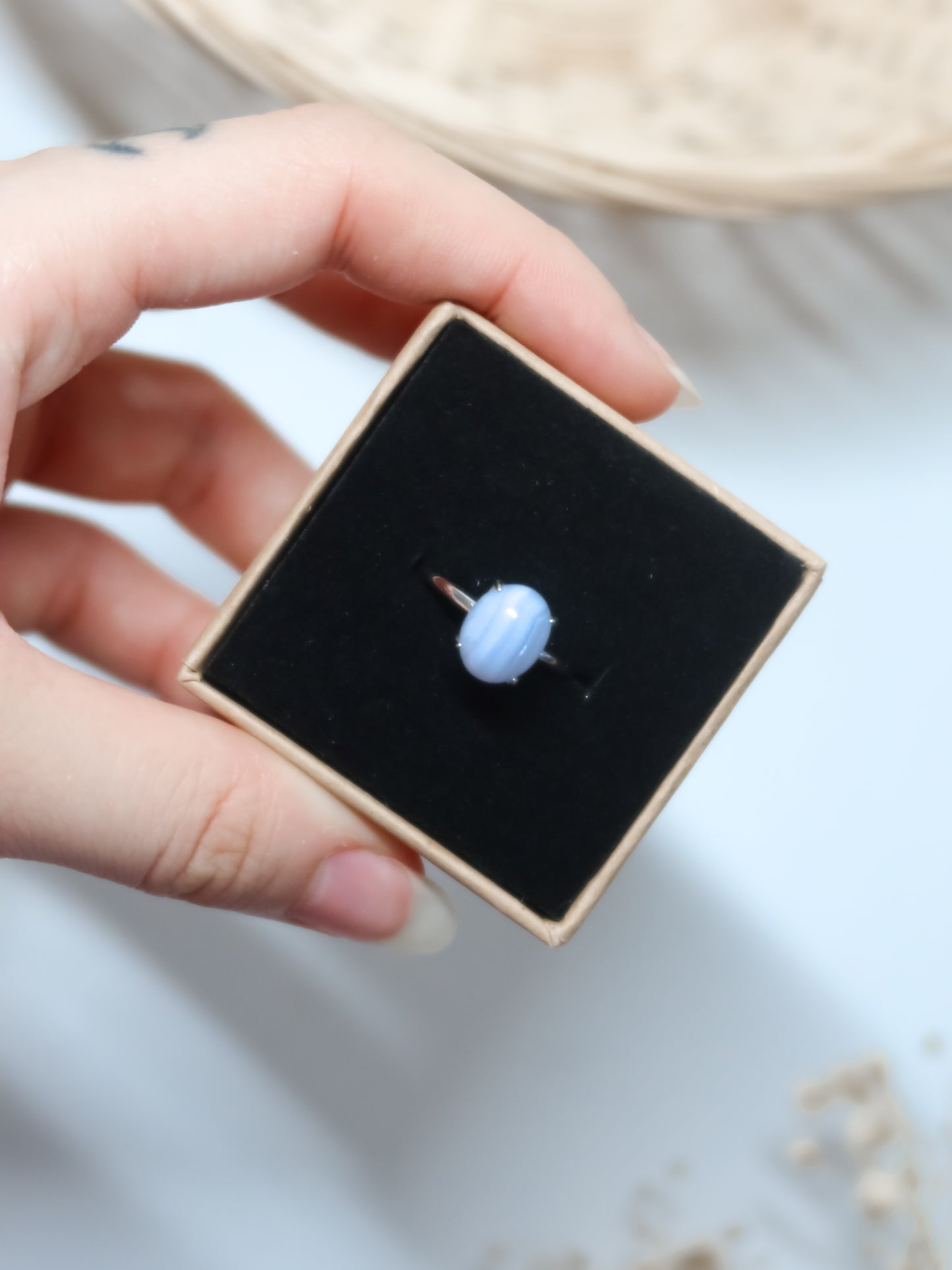 Anello in Agata Pizzo Blu (Argento 925)