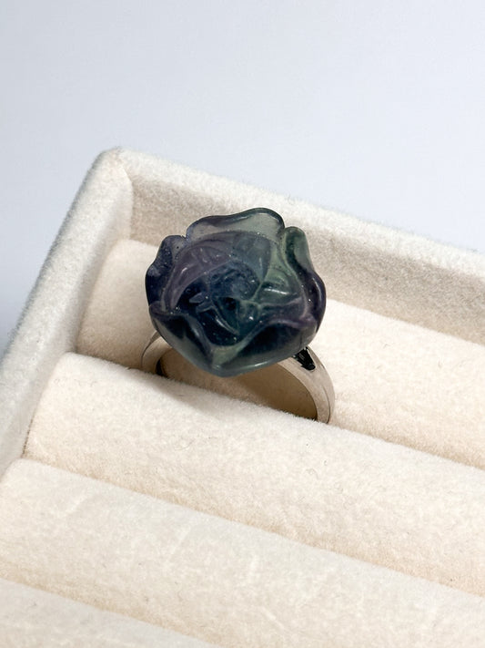 ANELLO IN FLUORITE ARCOBALENO A ROSA