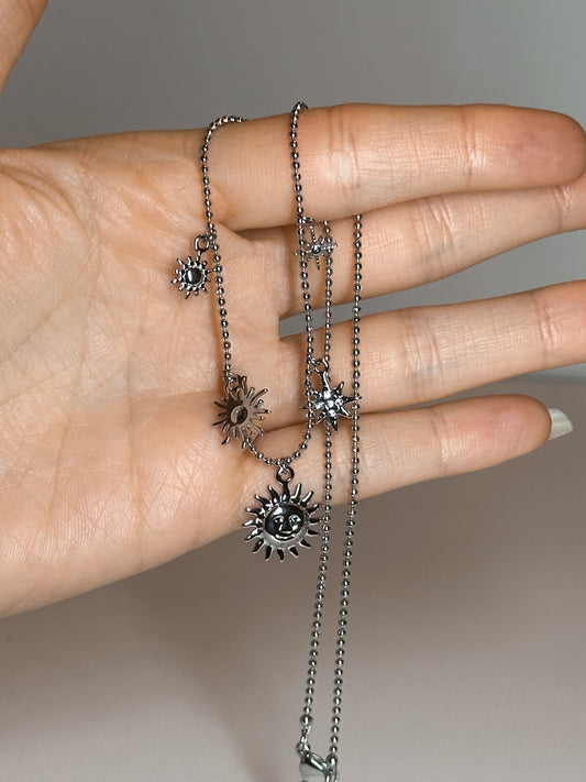 COLLANA SOLE E STELLE (ACCIAIO INOX)