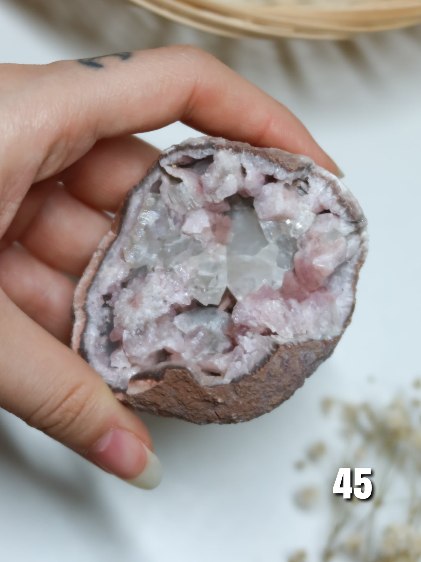 Geode di Ametista Rosa (con Calcite)