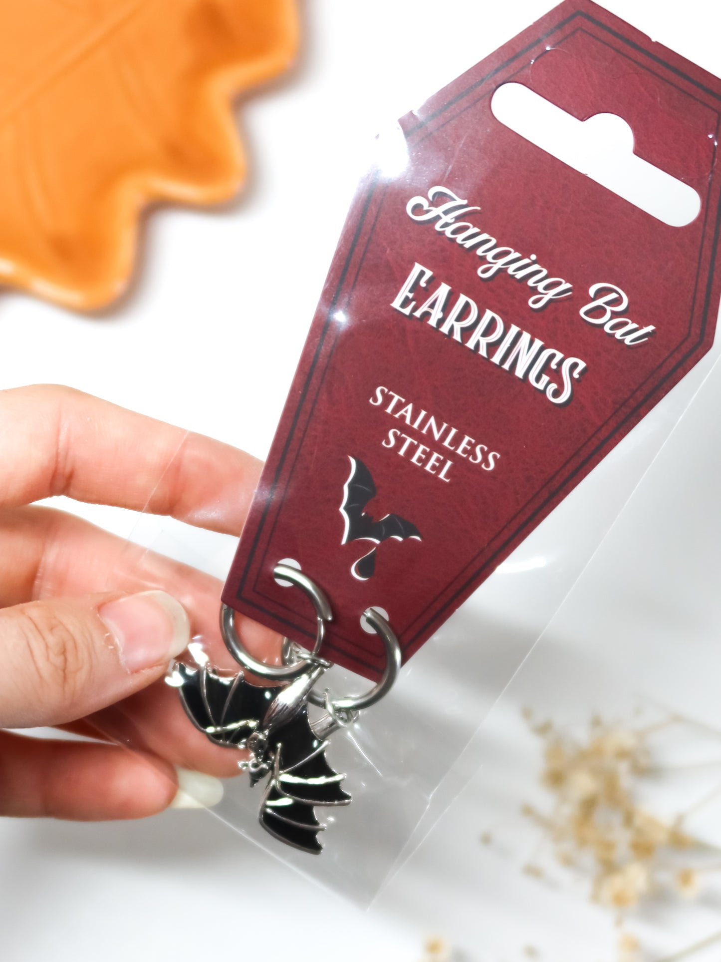 Orecchini con Pipistrello in Acciaio Inox