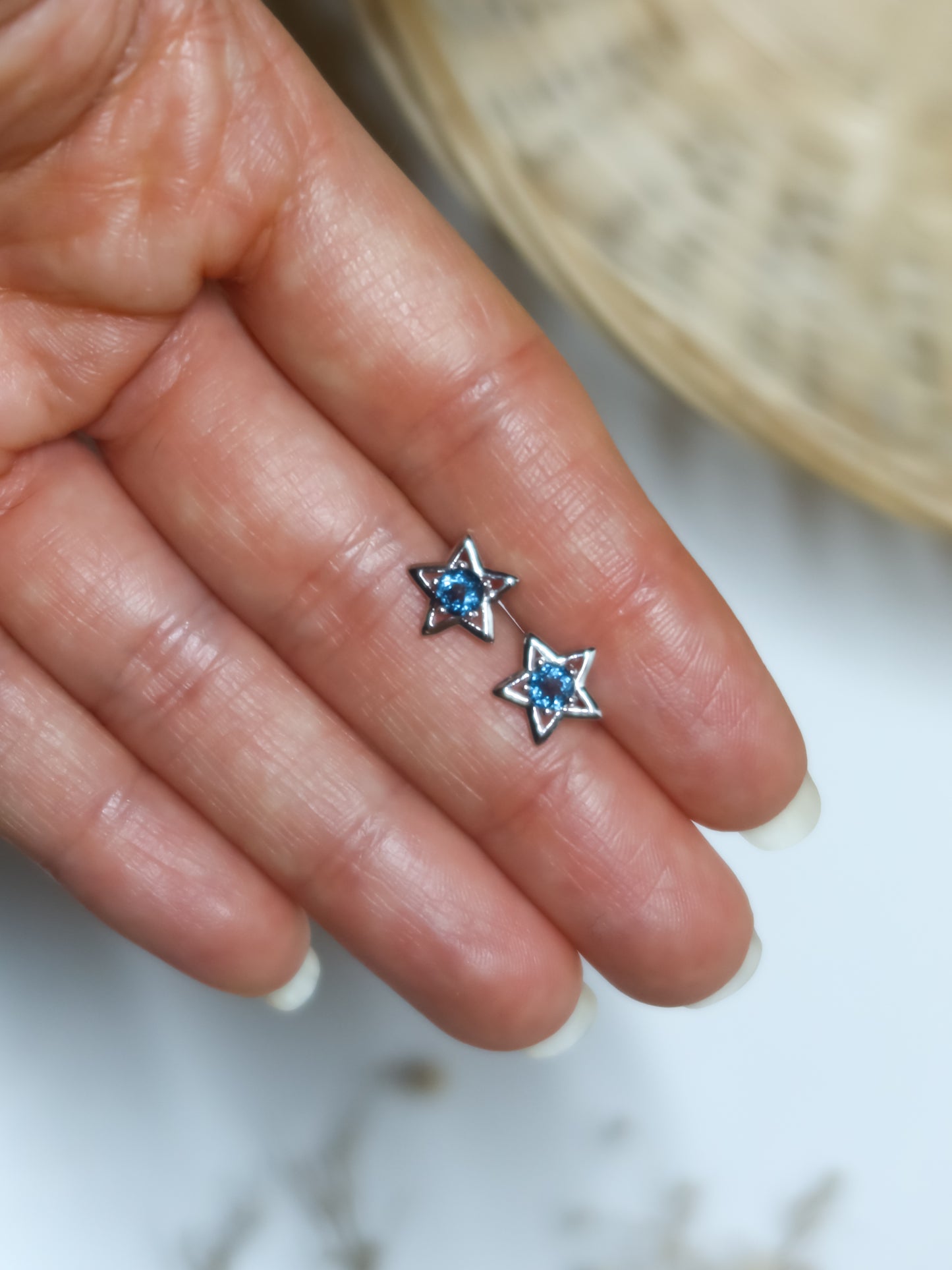 Orecchini in Topazio Blu a Stella (Argento 925)