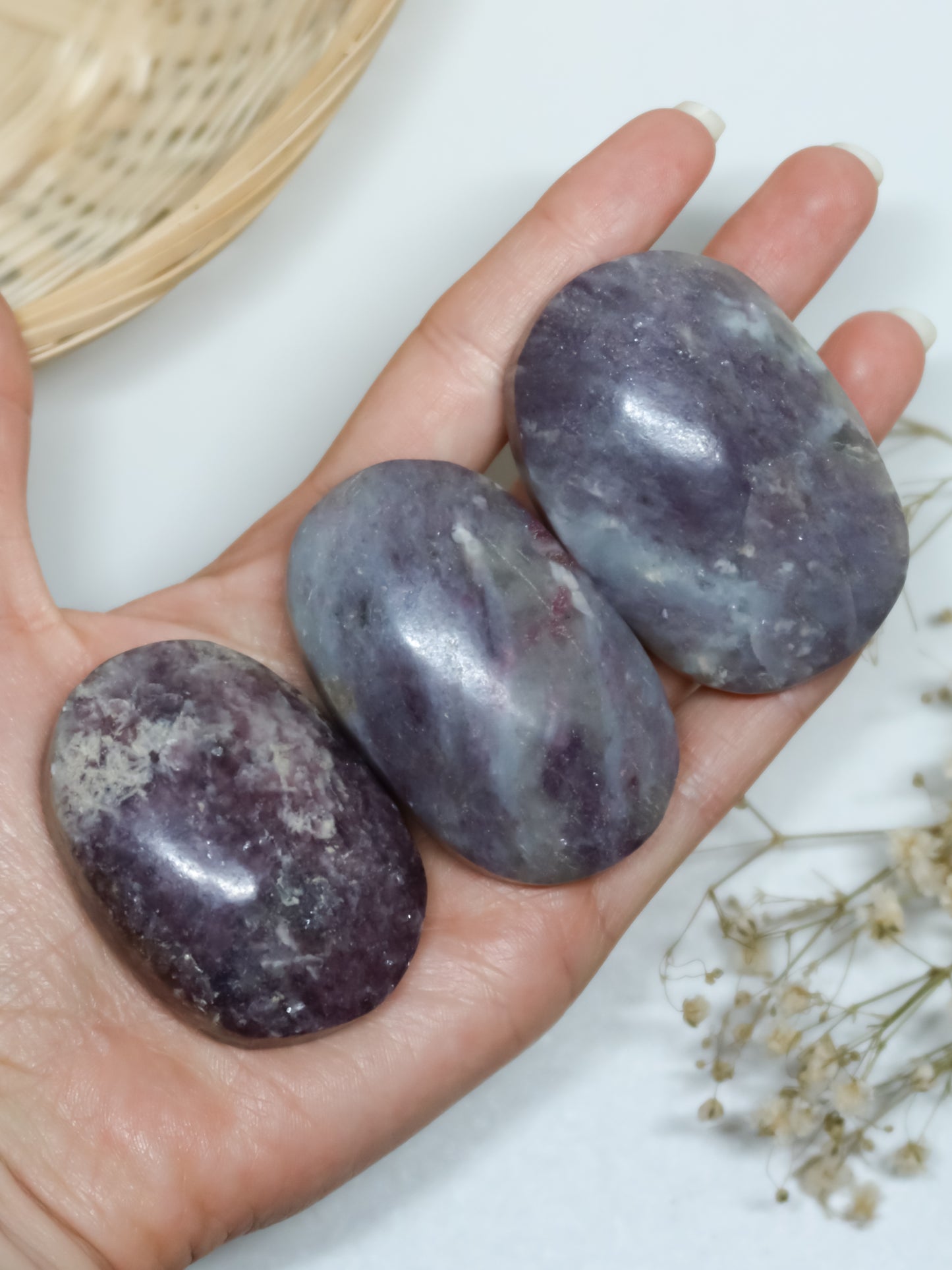 Palmstone di Unicorn Stone (Lepidolite+Tormalina Rosa+Quarzo Fumè)