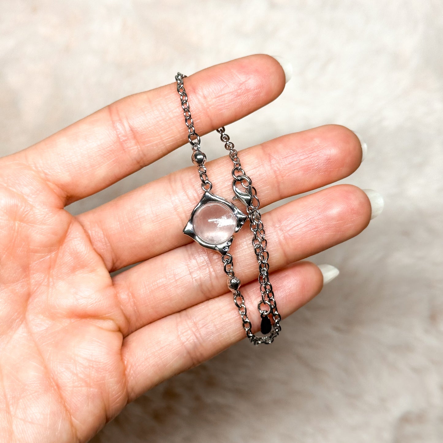 BRACCIALE THORN IN QUARZO ROSA