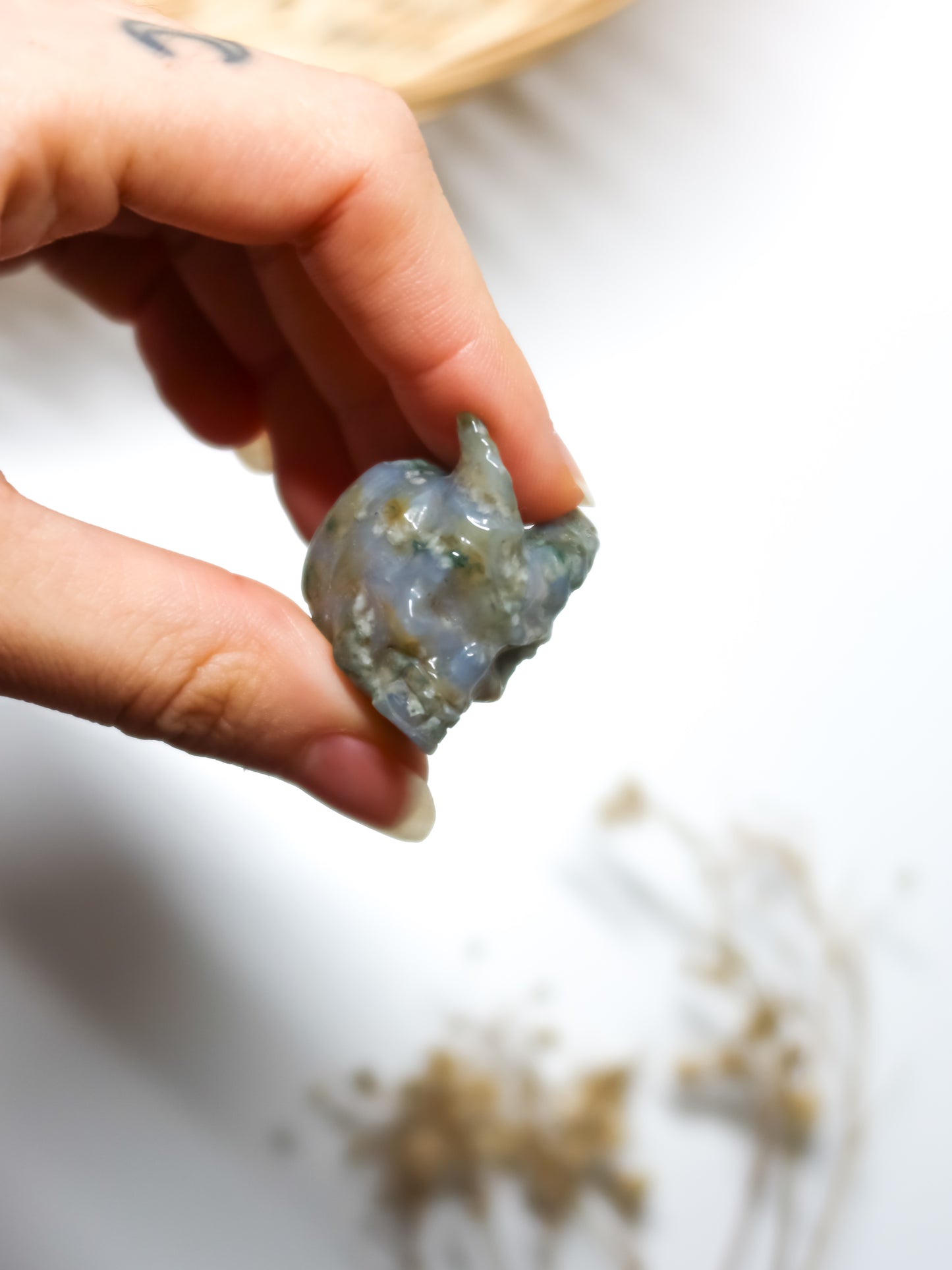 Teschio con Corna in Agata Muschiata