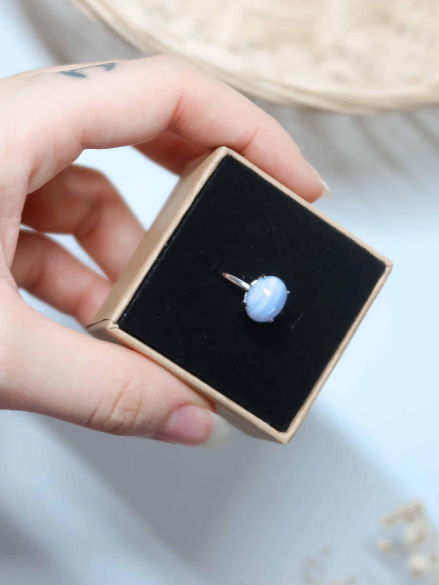 Anello in Agata Pizzo Blu (Argento 925)