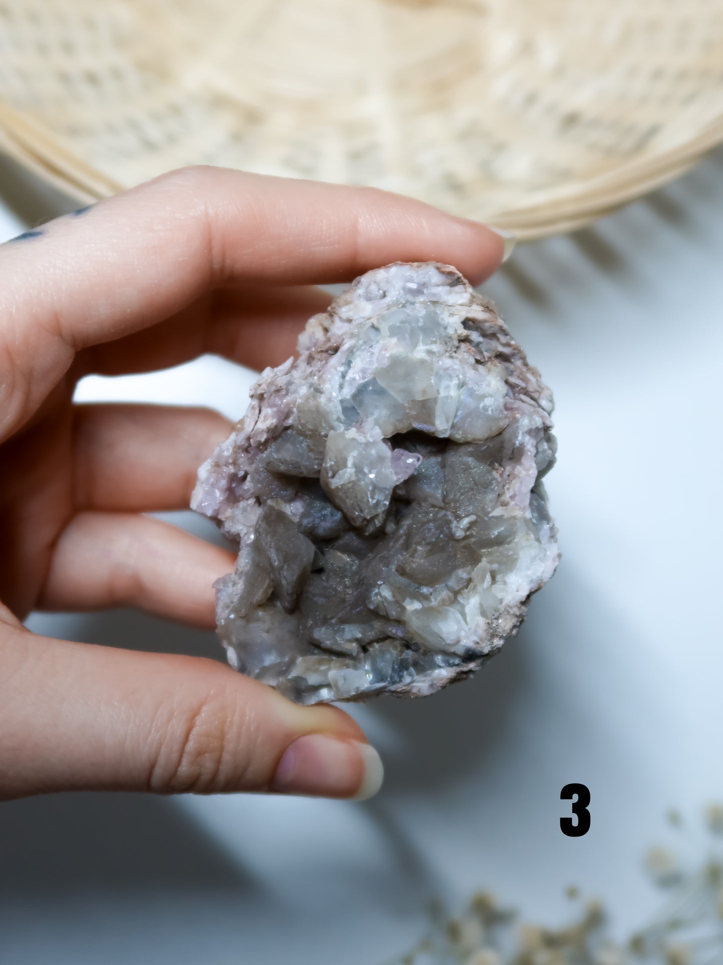 Geode di Ametista Rosa (con Calcite)