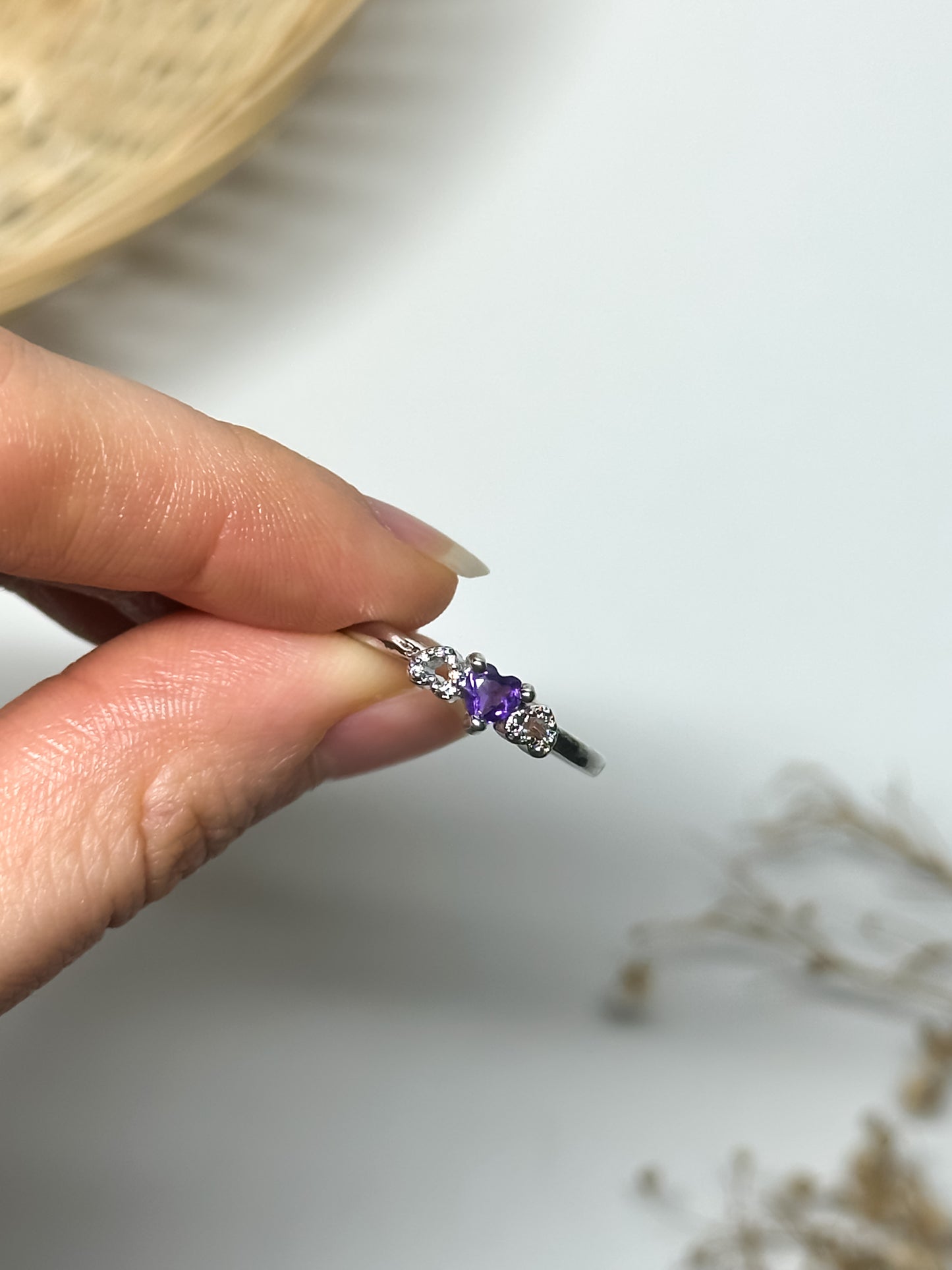 Anello in Ametista a Cuore