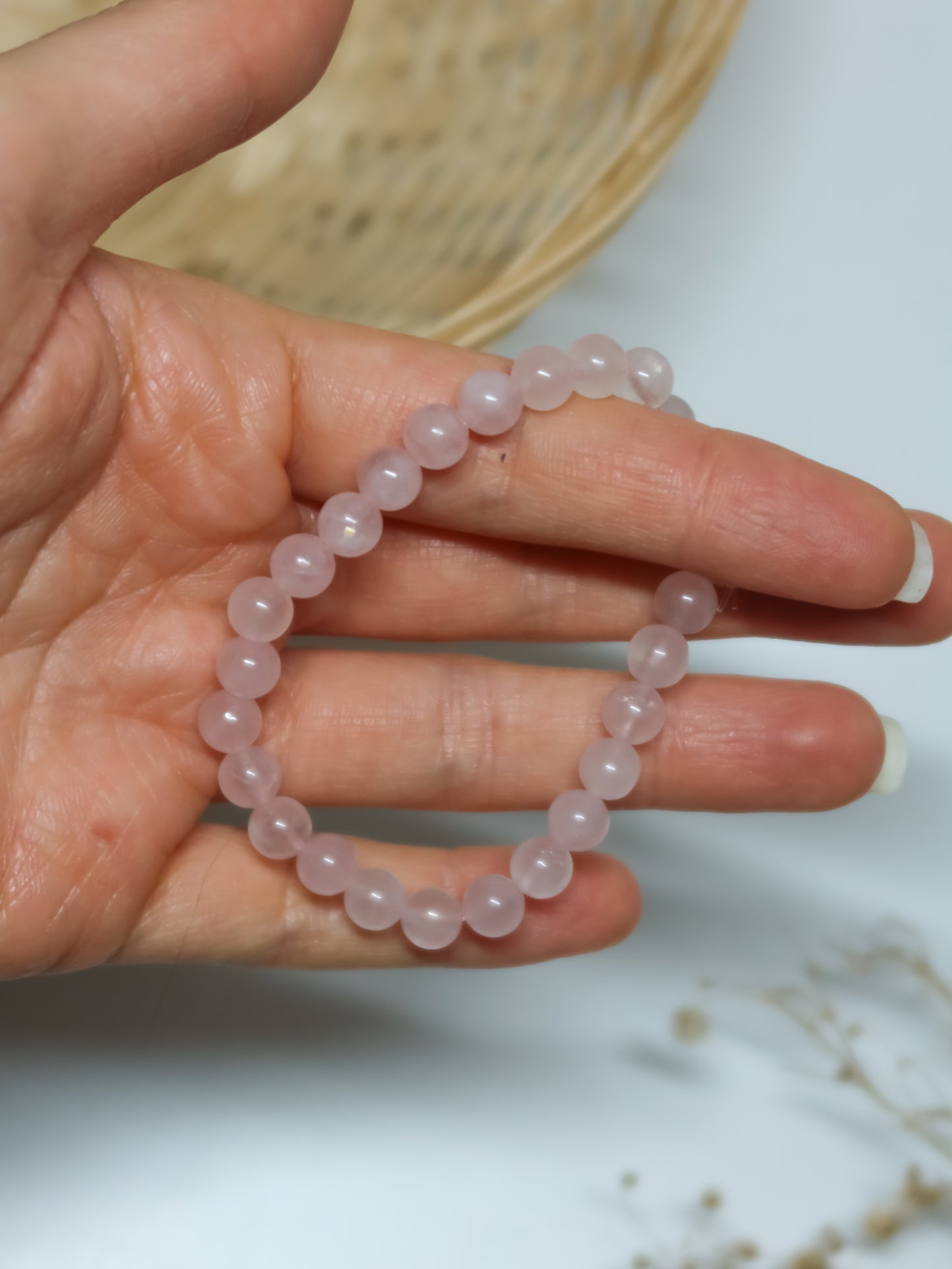 Braccialetto in Quarzo Rosa (Sferette)