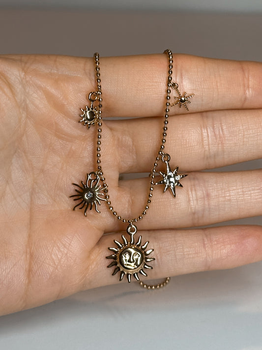 COLLANA SOLE E STELLE GOLD (ACCIAIO INOX)