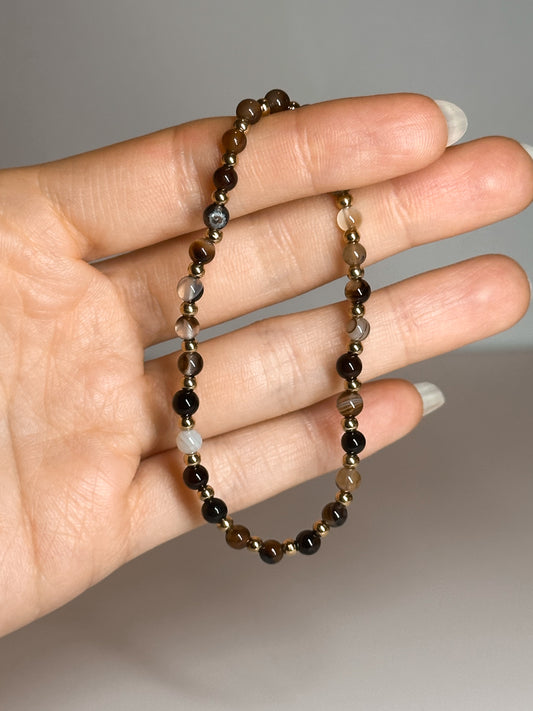 BRACCIALE IN AGATA GOLD (ACCIAIO INOX)