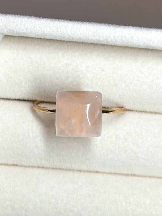 ANELLO IN QUARZO ROSA GOLD (ACCIAIO INOX)