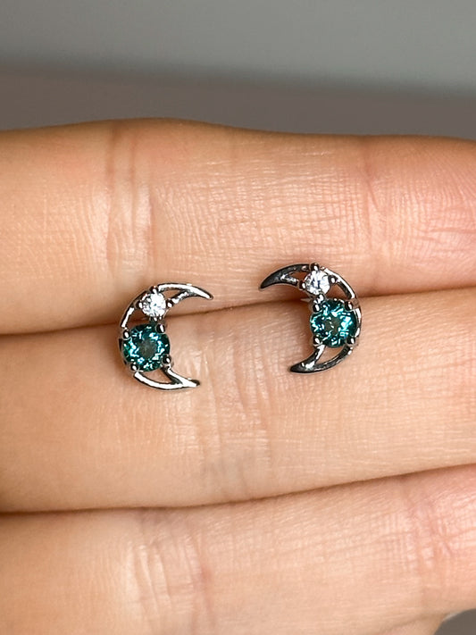 ORECCHINI IN TOPAZIO BLU A MEZZALUNA (ARGENTO 925)