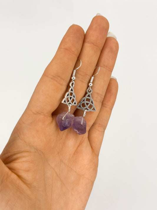 Orecchini in Ametista con Triquetra
