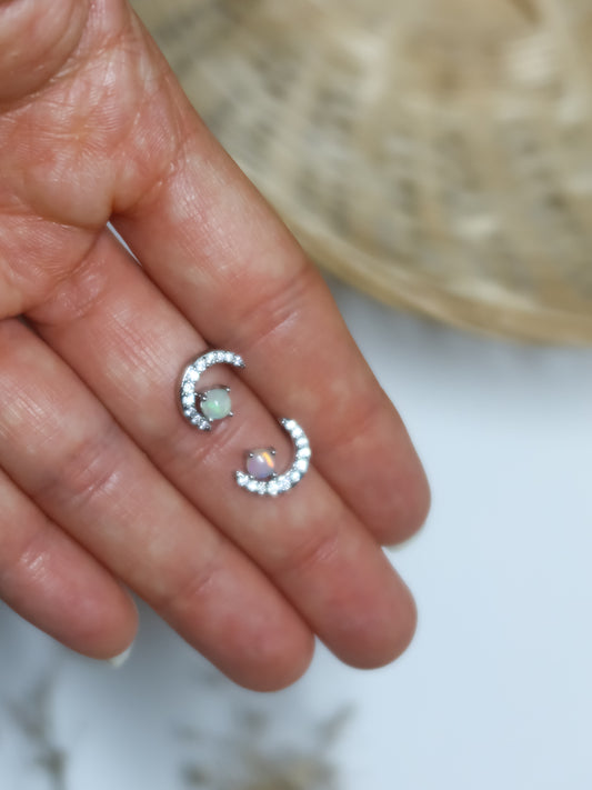 Orecchini in Opale Etiope con Mezzaluna (Argento 925)