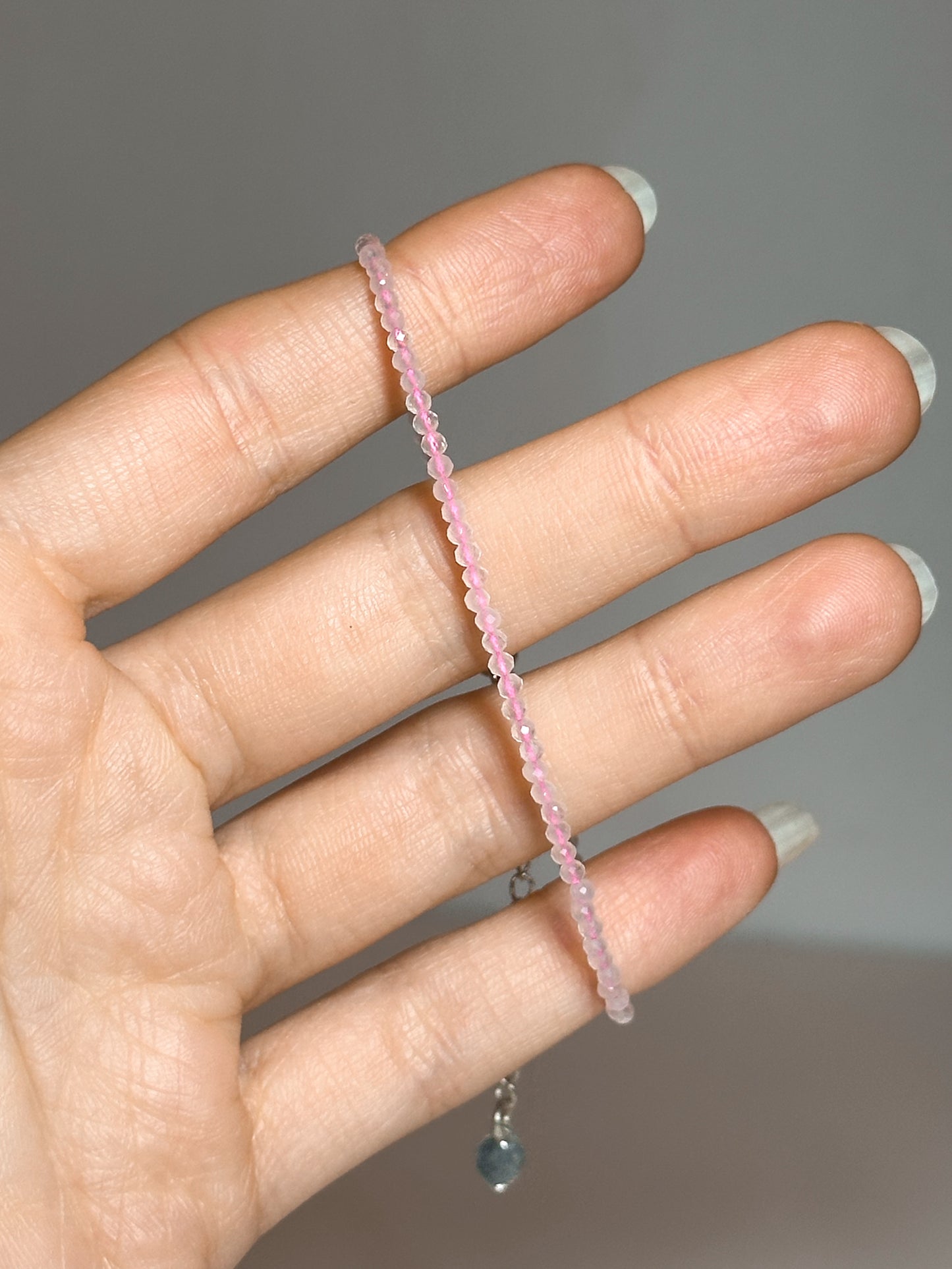 BRACCIALE IN QUARZO ROSA SFACCETTATO