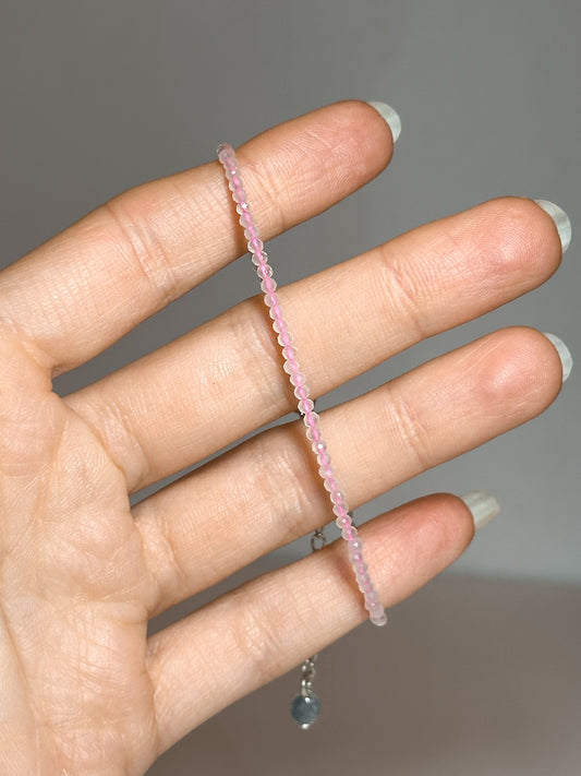 BRACCIALE IN QUARZO ROSA SFACCETTATO