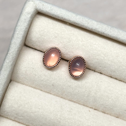 ORECCHINI RUGIADA IN QUARZO ROSA (ARGENTO 925) ROSE GOLD