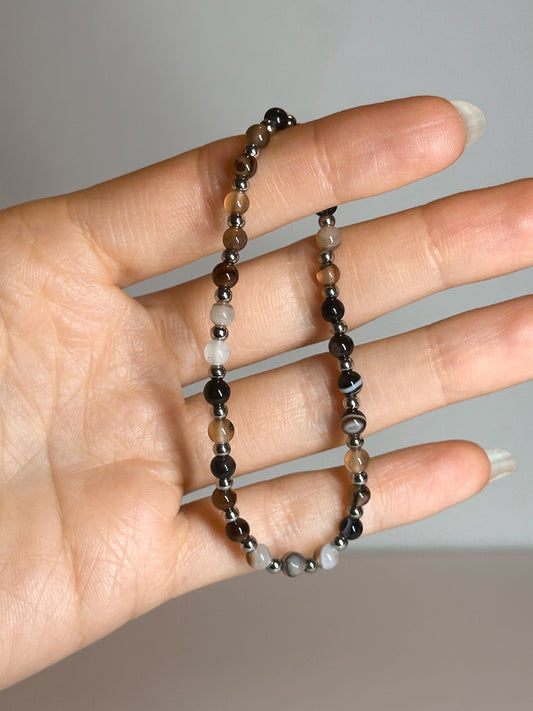 BRACCIALE IN AGATA (ACCIAIO INOX)
