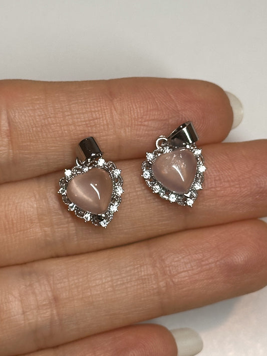CIONDOLO IN QUARZO ROSA CUORE