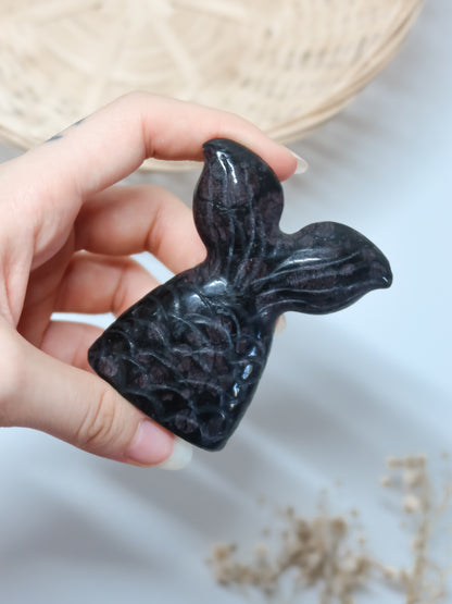 Coda di Sirena di Granato in Arfvedsonite