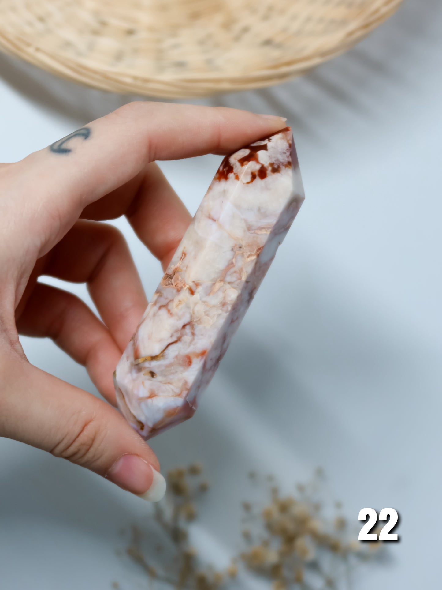 Doppia Punta in Agata Sakura Corniola (Biterminata, DP)