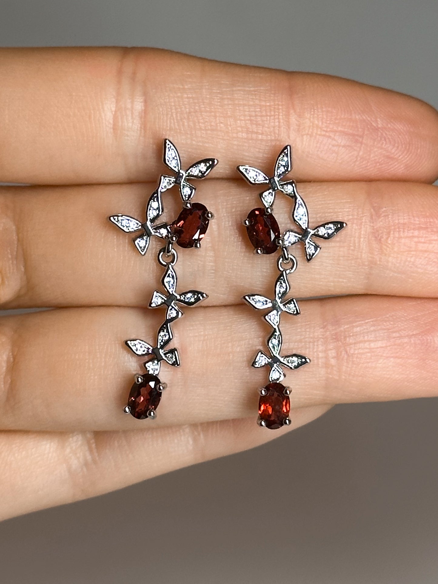 ORECCHINI IN GRANATO FARFALLE (ARGENTO 925)
