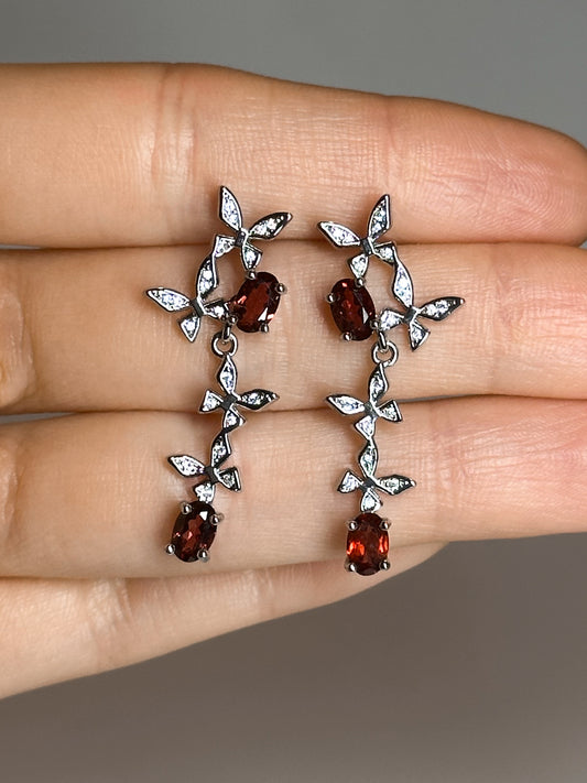 ORECCHINI IN GRANATO FARFALLE (ARGENTO 925)