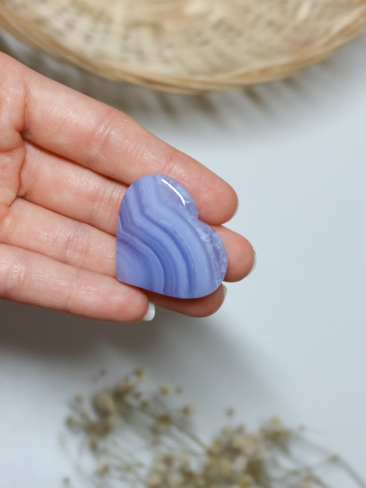 Cuore in Agata Pizzo Blu (Calcedonio Blu)