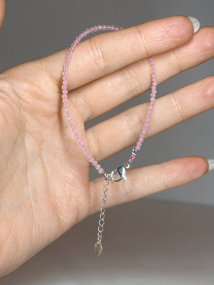 BRACCIALE IN QUARZO ROSA SFACCETTATO