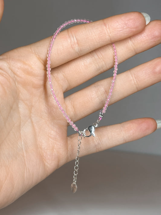 BRACCIALE IN QUARZO ROSA SFACCETTATO