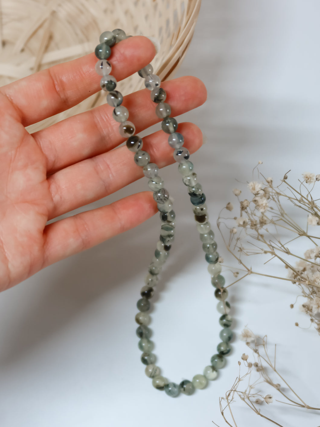 Collana in Prehnite con Epidoto (Sferette)