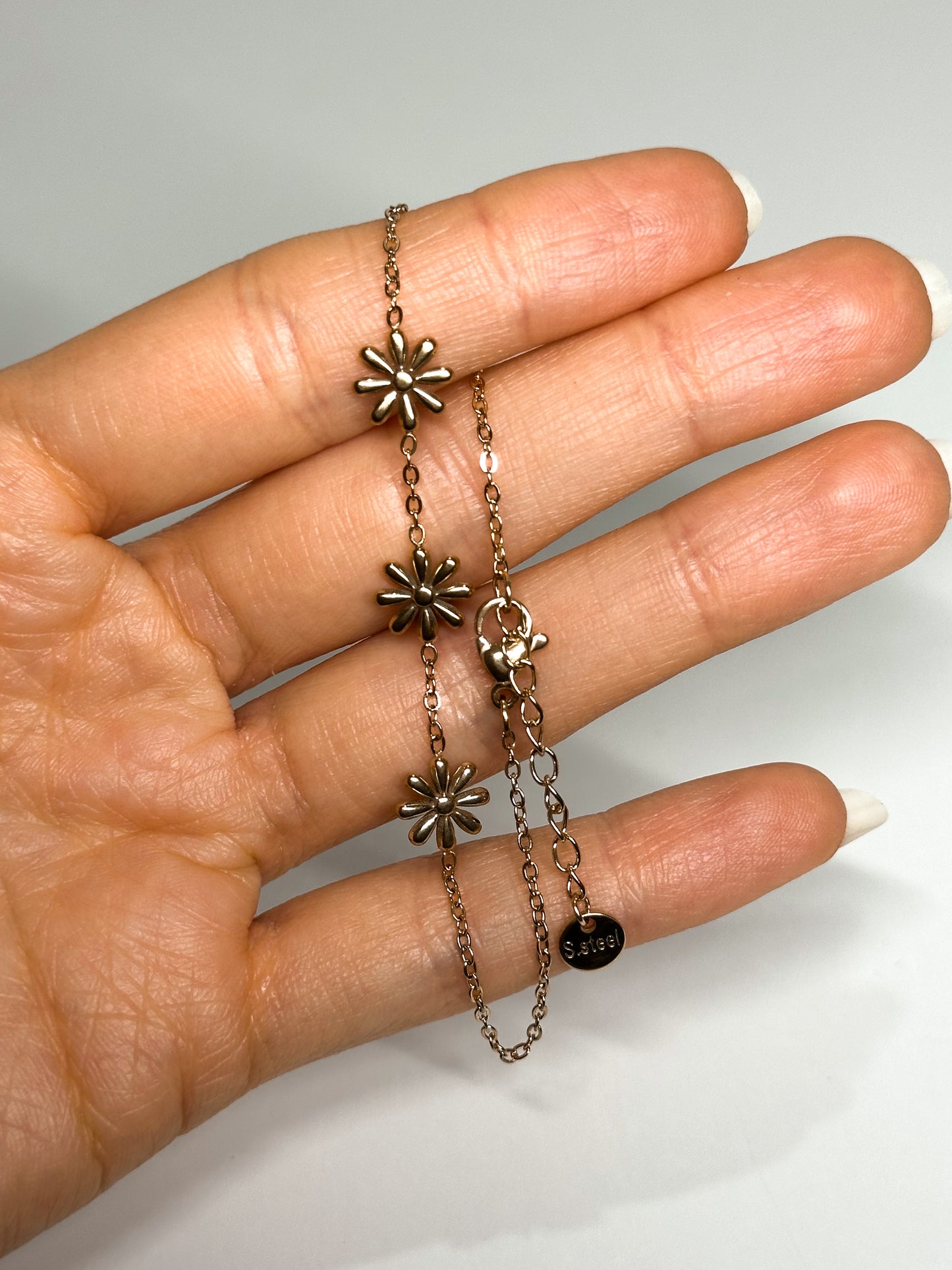 BRACCIALE FIORI GOLD (ACCIAIO INOX)
