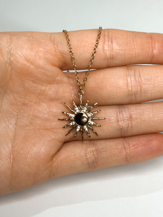 COLLANA SOLE E LUNA GOLD (ACCIAIO INOX)