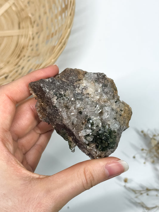 Specimen di Quarzo Ialino + Epidoto
