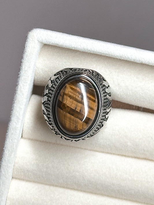 ANELLO IN OCCHIO DI TIGRE (ACCIAIO INOX)