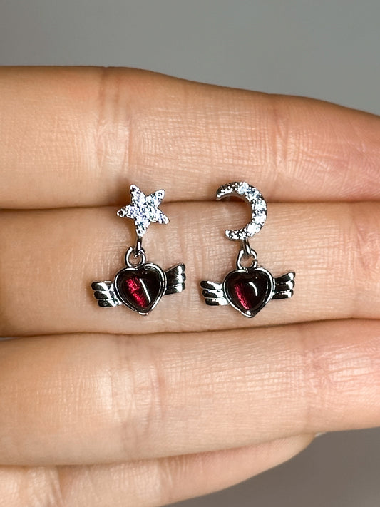 ORECCHINI IN GRANATO CUORE (ARGENTO 925)