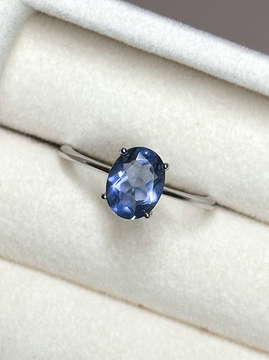 ANELLO IN FLUORITE BLU (ARGENTO 925)