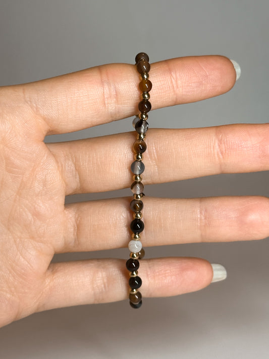 BRACCIALE IN AGATA GOLD (ACCIAIO INOX)