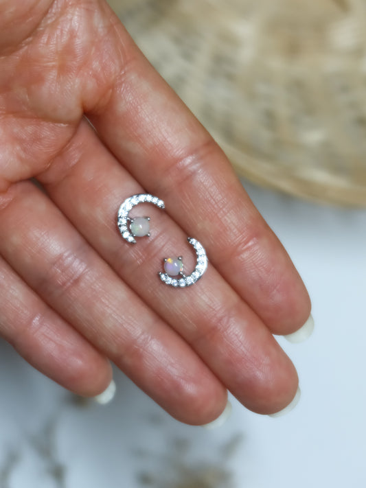 Orecchini in Opale Etiope con Mezzaluna (Argento 925)