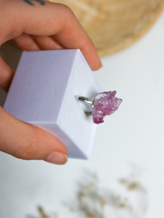 Anello in Fluorite a Drago
