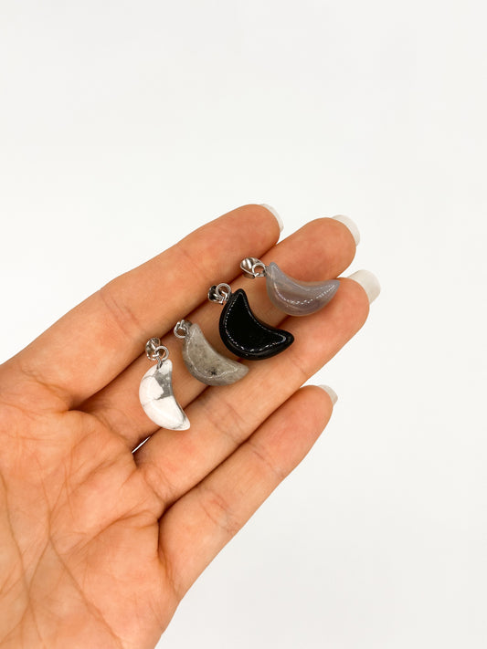 Ciondolo a Mezzaluna | Ossidiana Nera, Howlite, Agata, Labradorite