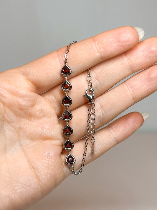 BRACCIALE IN GRANATO CUORI